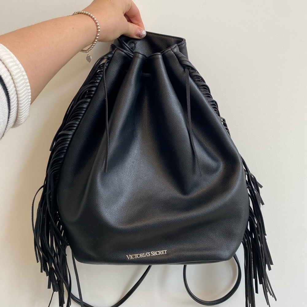 Victoria's Secret Black Fringe Backpack